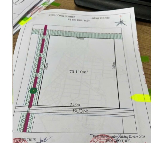 BÁN ĐẤT TRONG KCN BÌNH PHƯỚC DT ĐẤT 7 mẫu GIÁ 130USD/m2 SKK TRẢ TIỀN 1 LẦN CÒN 39 NĂM D